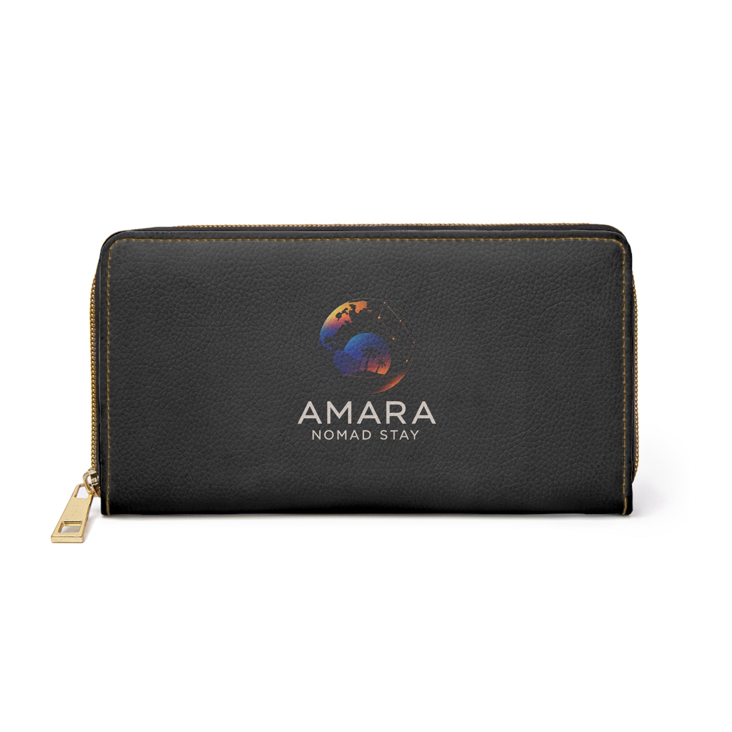 AMARA Nomad Travel Wallet  Vegan Leather Zipper Card & Cash Organizer
